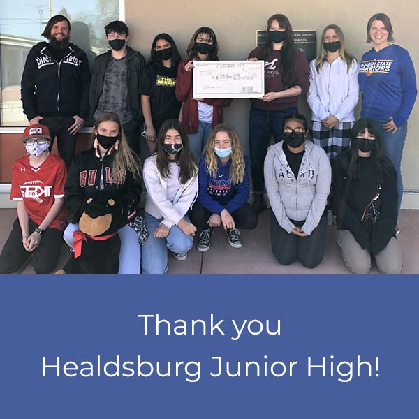 Healdsburg Junior High presents donation check