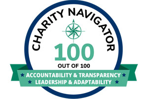 Charity Navigator - 100 out of 100: Accountability & Transparency; Leadership & Adaptability