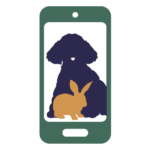 Dog and bunny on cell phone screen