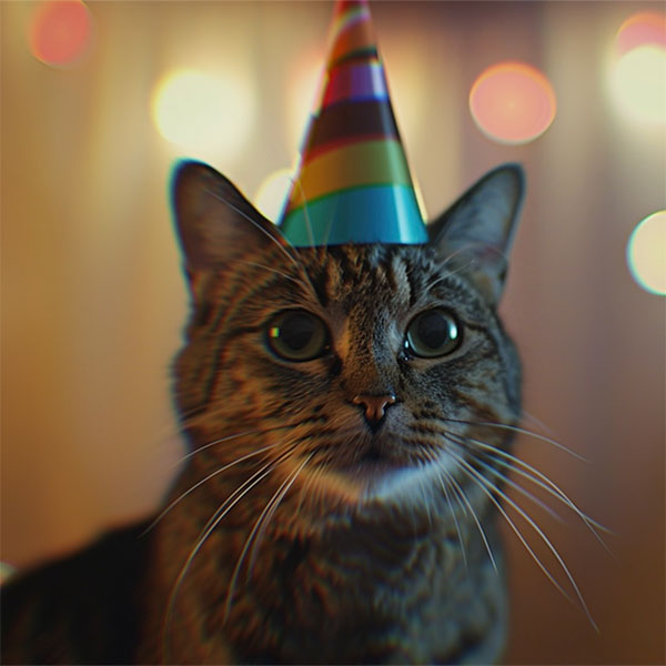 Cat in party hat