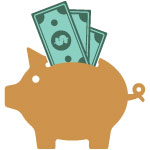 Piggy bank with money